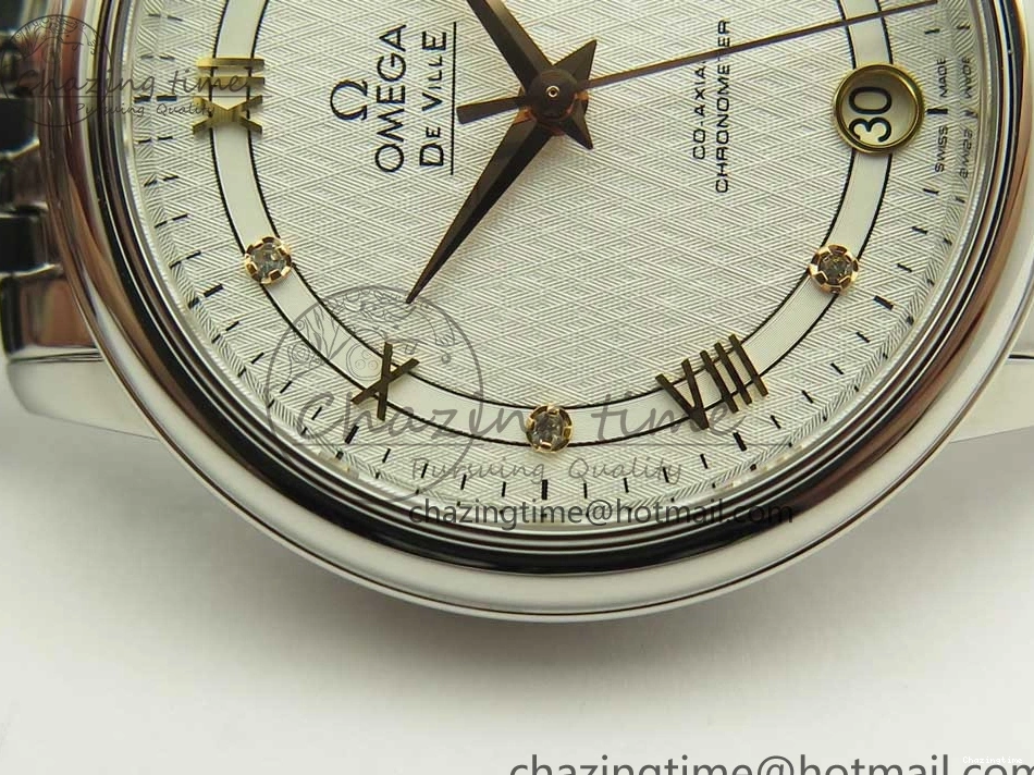 0712 De Ville Prestige Ladies 32.7mm SS MKF 1:1 Best Edition White Dial RG Markers on SS Bracelet MIYOTA Soft 7970